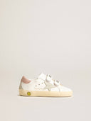 Young Old School in leather with gray suede star and old rose heel tab