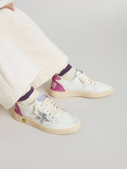 Cuero | Junior Ball Star with silver glitter star and pink glitter heel tab