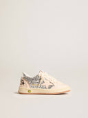Young Ball Star in glitter with silver metallic leather heel tab