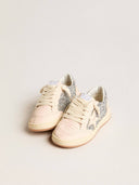 Young Ball Star in glitter with silver metallic leather heel tab