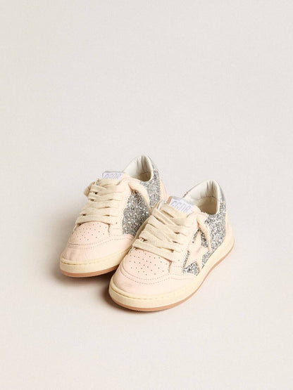 Cuero | Young Ball Star in glitter with silver metallic leather heel tab