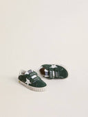 Old School Young in green suede with white leather star and heel tab