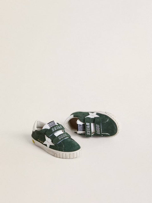Cuero | Old School Young in green suede with white leather star and heel tab
