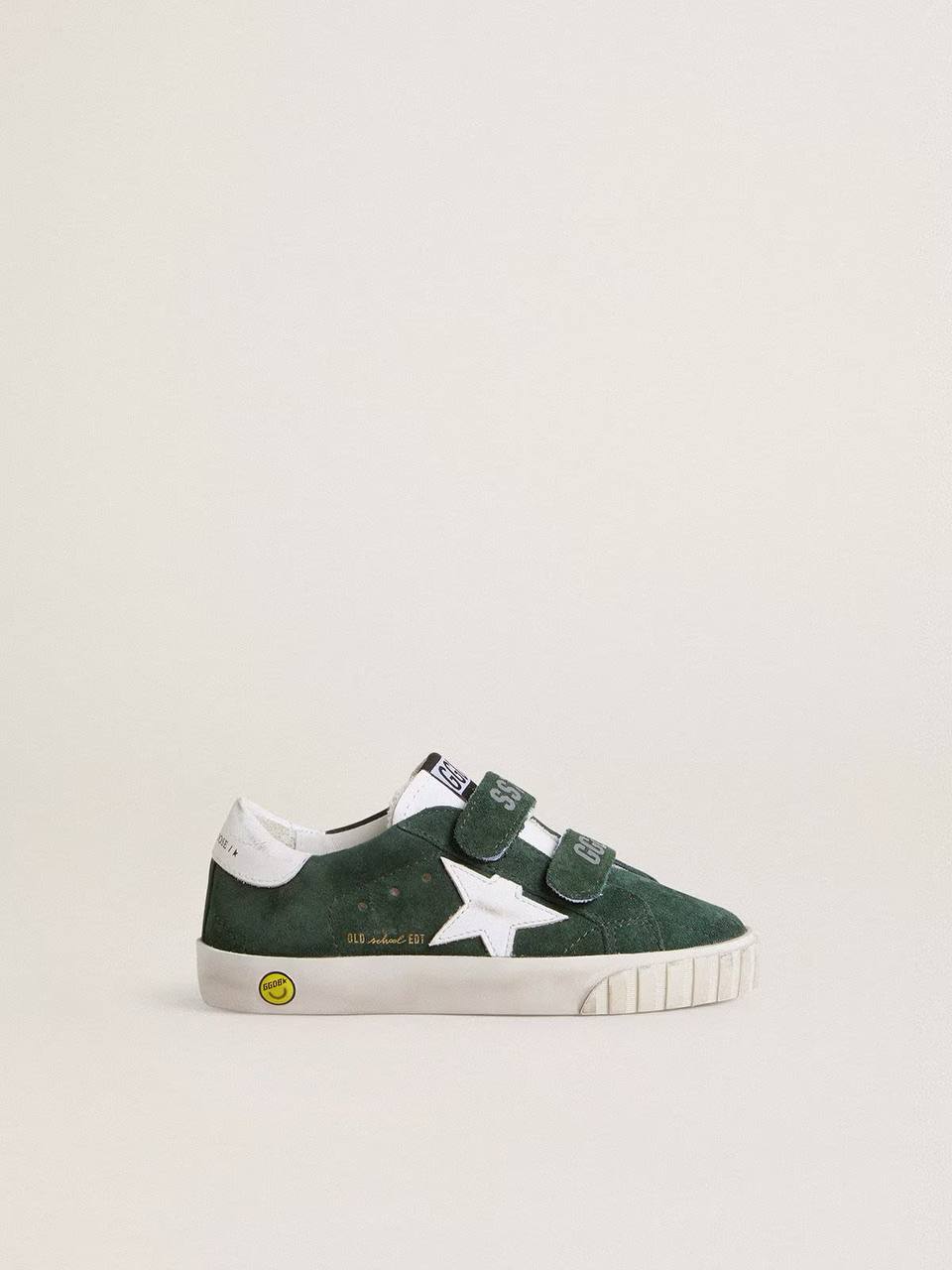 Cuero | Old School Young in green suede with white leather star and heel tab