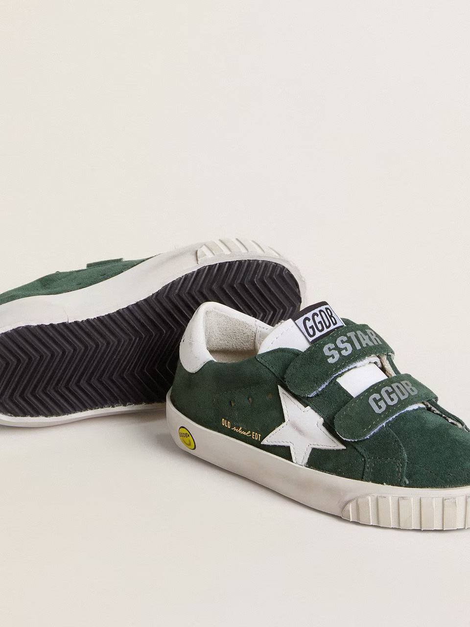 Cuero | Old School Young in green suede with white leather star and heel tab
