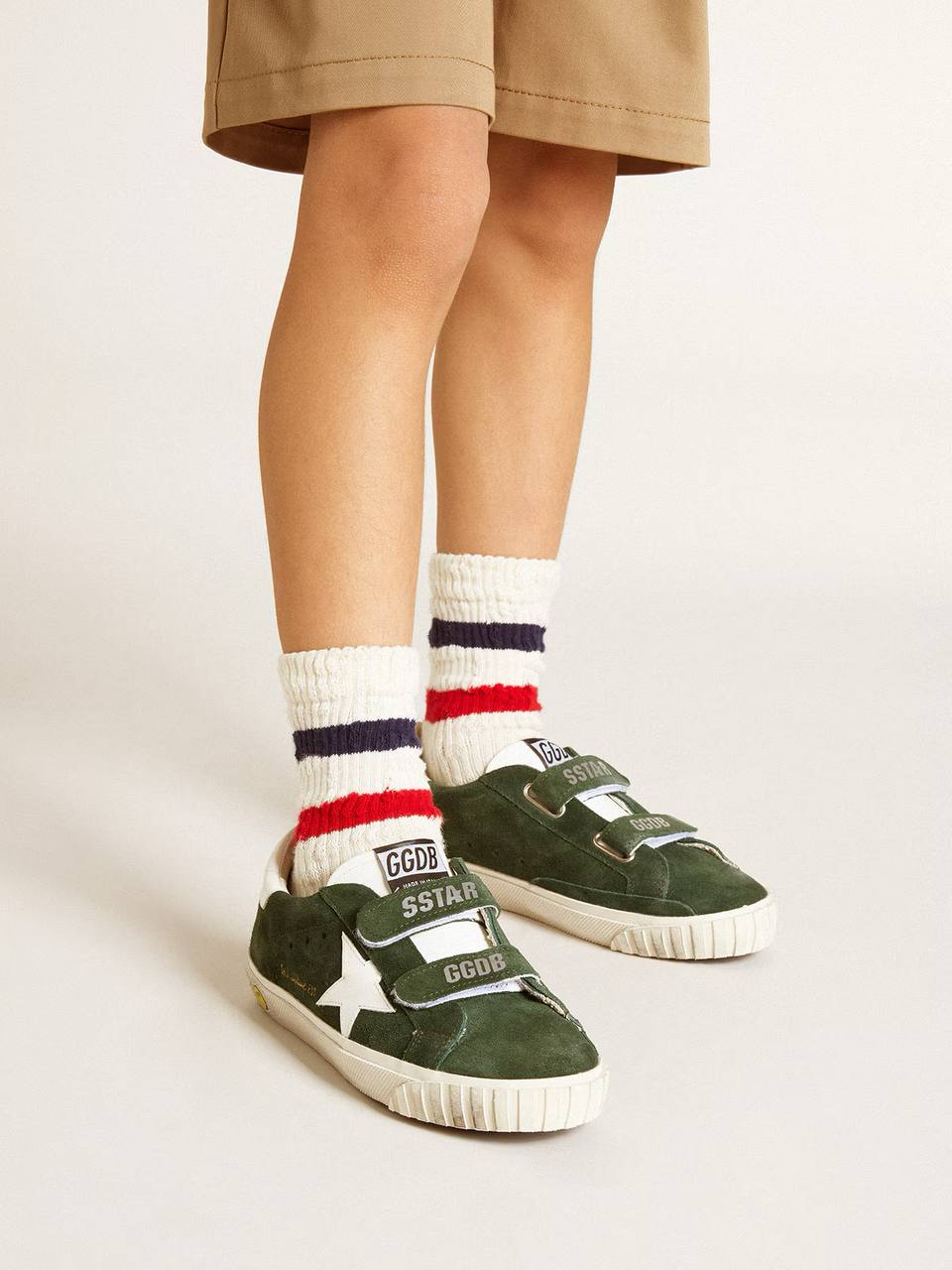 Cuero | Old School Young in green suede with white leather star and heel tab