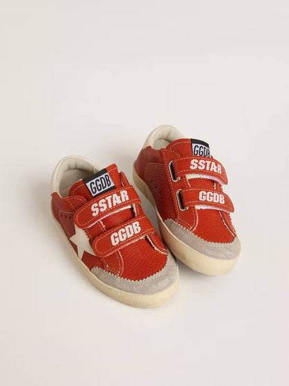 Cuero | Young Old School in orange nappa with white star and cream-colored leather heel tab