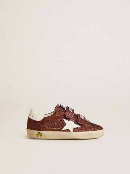 Cuero | Old School Junior in burgundy glitter with leather star and heel tab