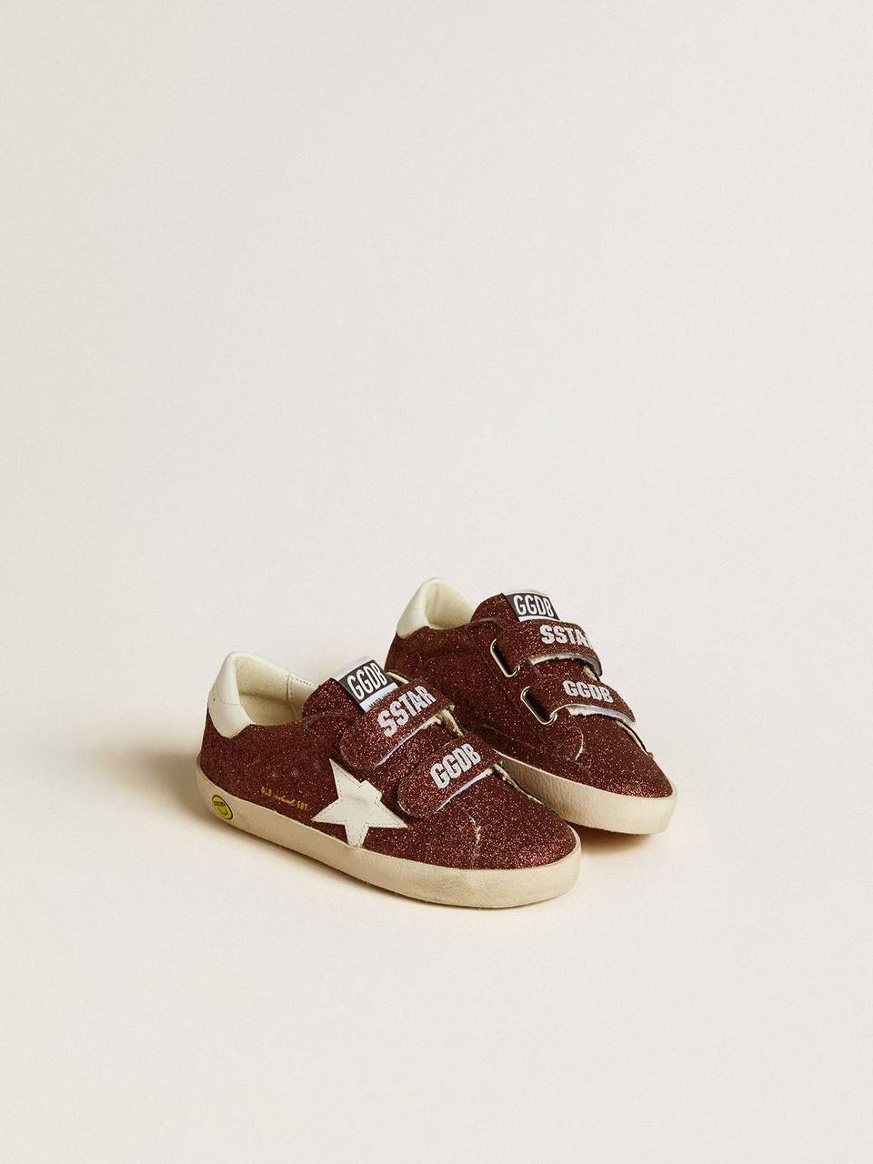 Cuero | Old School Junior in burgundy glitter with leather star and heel tab