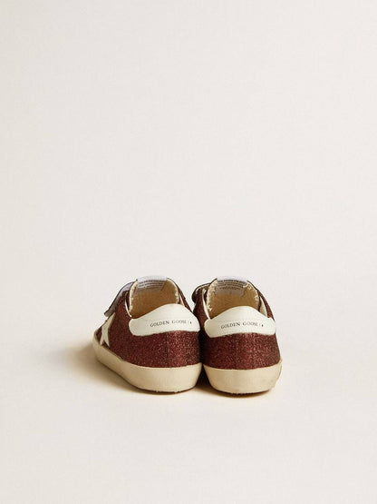 Cuero | Old School Junior in burgundy glitter with leather star and heel tab