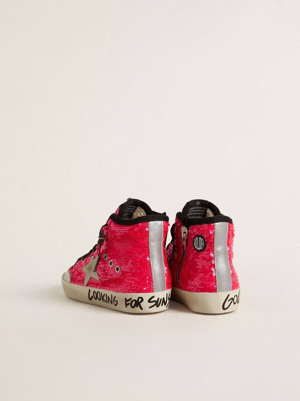 Cuero | Junior Francy in sequins with ice-gray suede star and animal-print laces