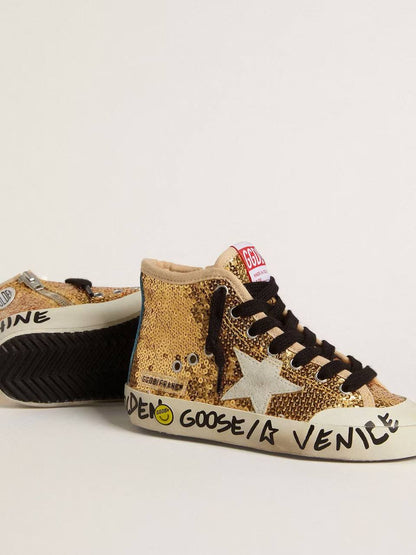 Cuero | Junior Francy Penstar in gold sequins with ice-gray suede star