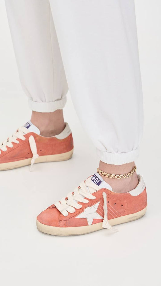 Cuero | Women’s Super-Star in coral suede with white leather star and heel tab