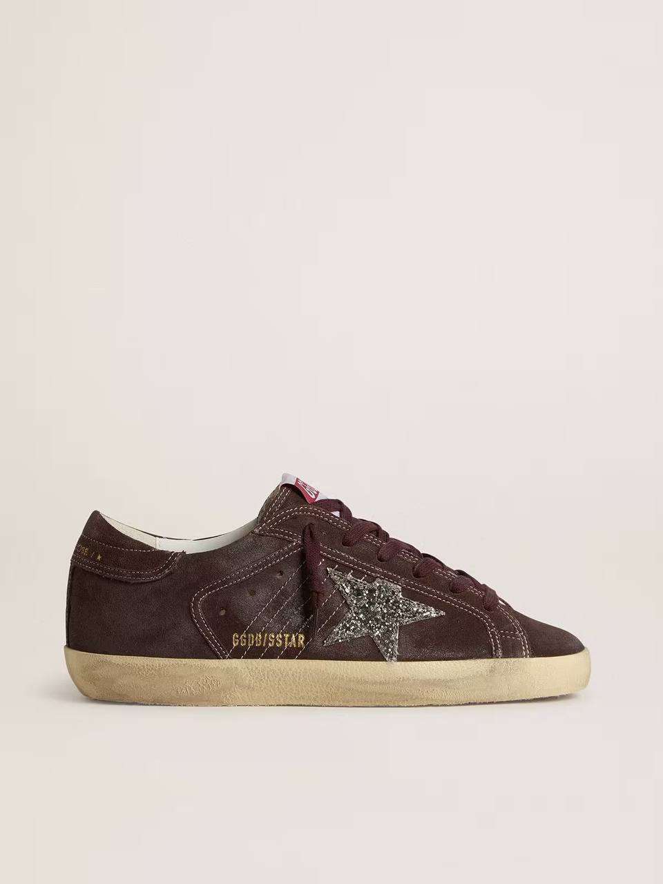 Cuero | Women's Super-Star in brown suede with silver glitter star