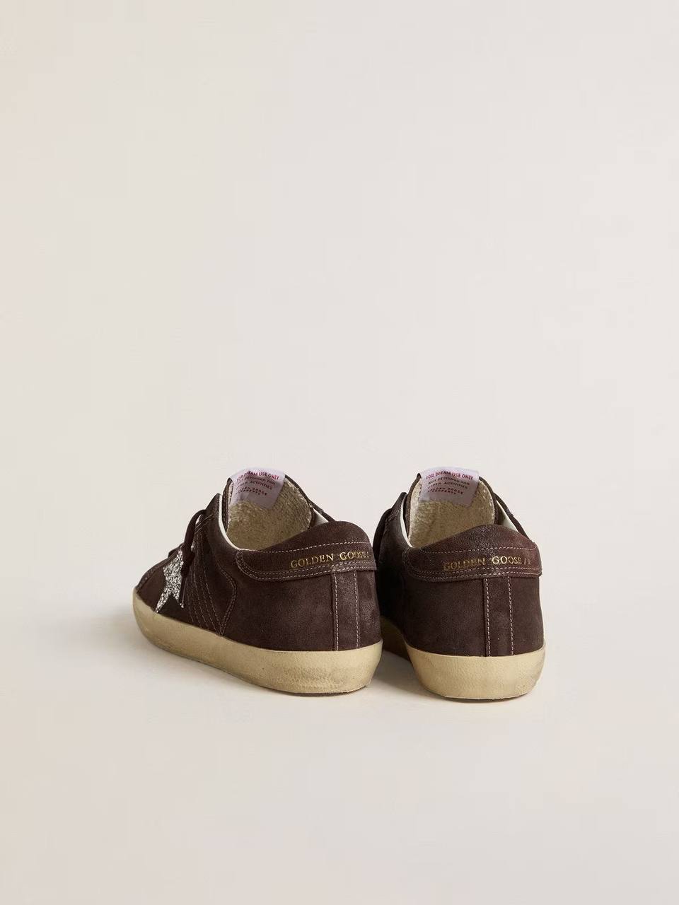 Cuero | Women's Super-Star in brown suede with silver glitter star