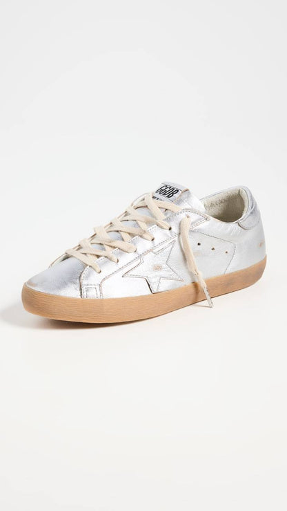 Cuero | Women's Super-Star in silver metallic leather with leather star and heel tab