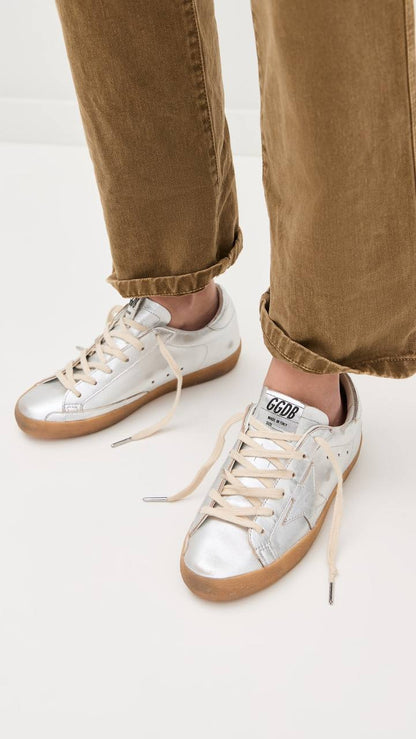 Cuero | Women's Super-Star in silver metallic leather with leather star and heel tab