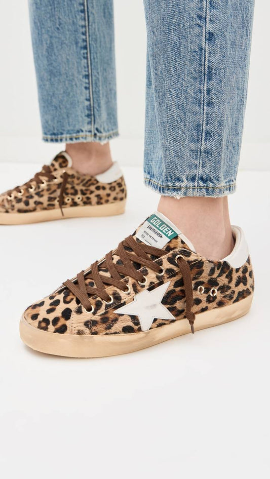 Cuero | Women’s Super-Star LTD in leopard-print pony skin with leather star and heel tab