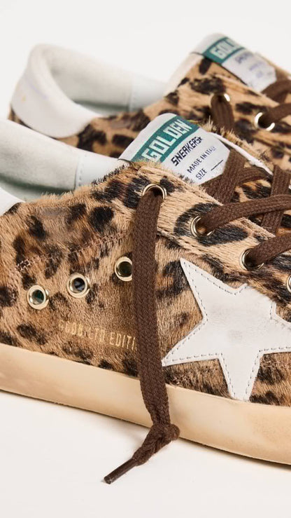 Cuero | Women’s Super-Star LTD in leopard-print pony skin with leather star and heel tab