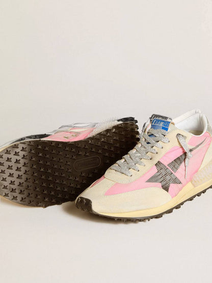 Cuero | Women’s Marathon in pink nylon and gold suede with black printed star