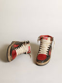 Men's Sky-Star in glossy black leather with red star