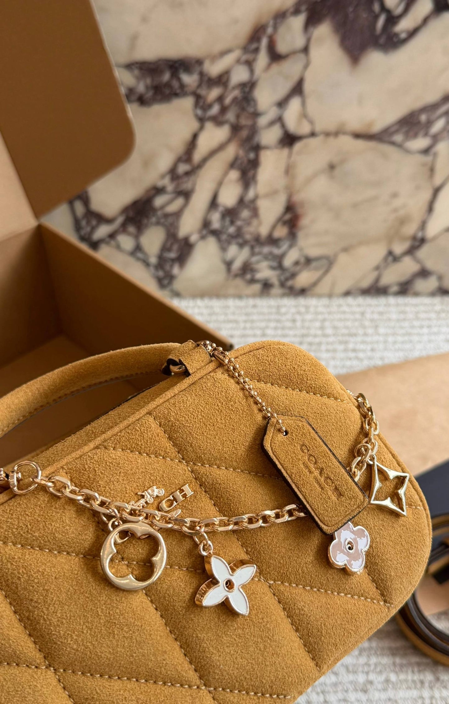 Cuero | Quilted Suede Mini Top-Handle Bag