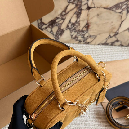 Cuero | Quilted Suede Mini Top-Handle Bag