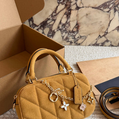 Cuero | Quilted Suede Mini Top-Handle Bag