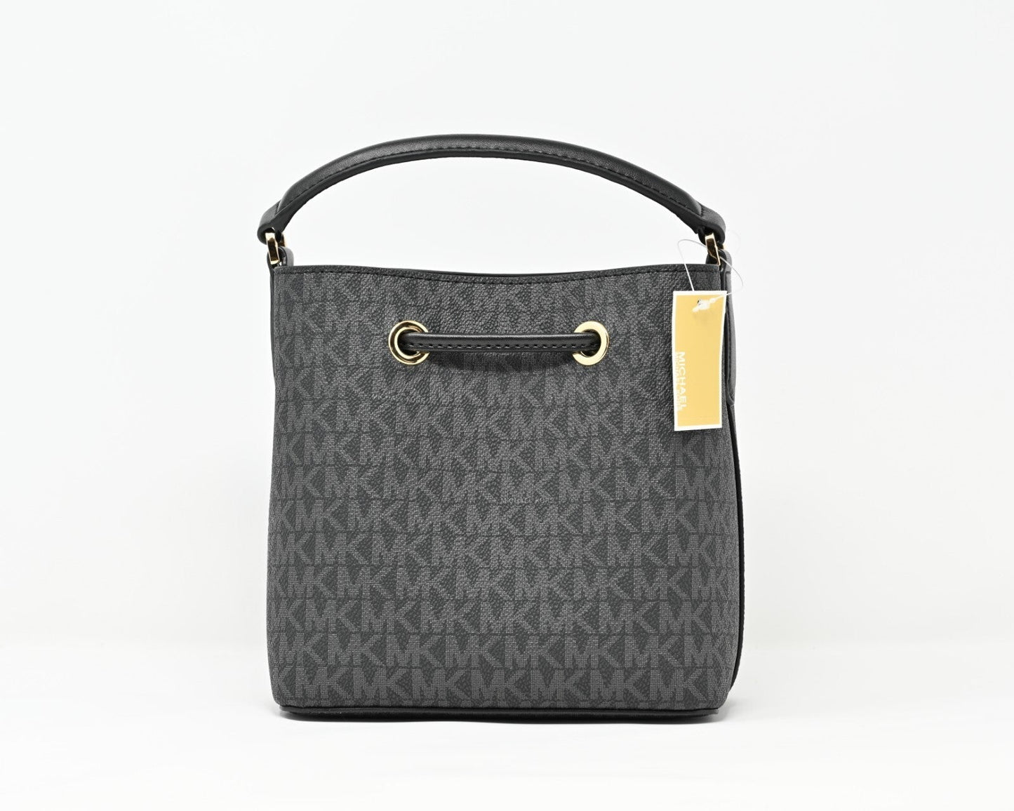 Cuero | SURI Small Logo Bucket Crossbody Black Signature Canvas