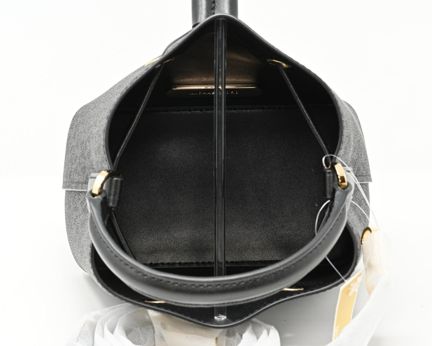 Cuero | SURI Small Logo Bucket Crossbody Black Signature Canvas