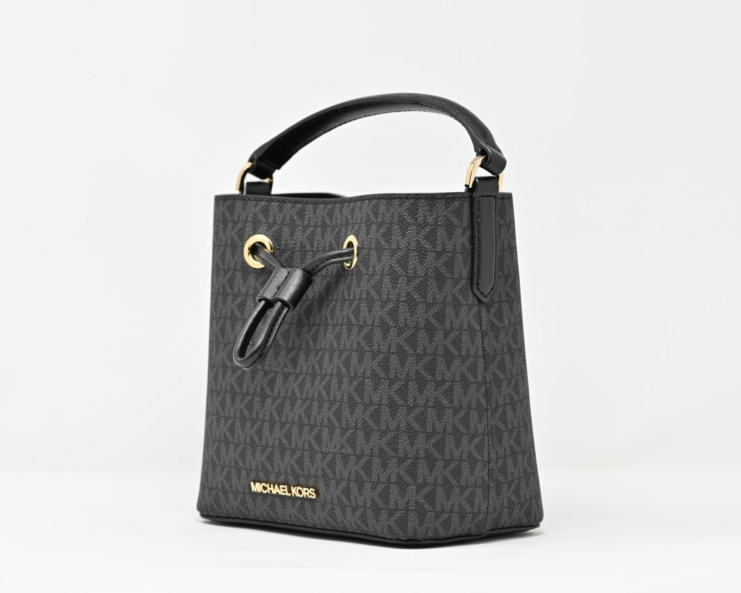 Cuero | SURI Small Logo Bucket Crossbody Black Signature Canvas