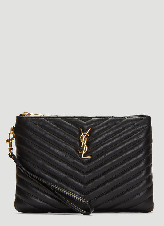 Cuero | Black Pouch In Matelassé Leather