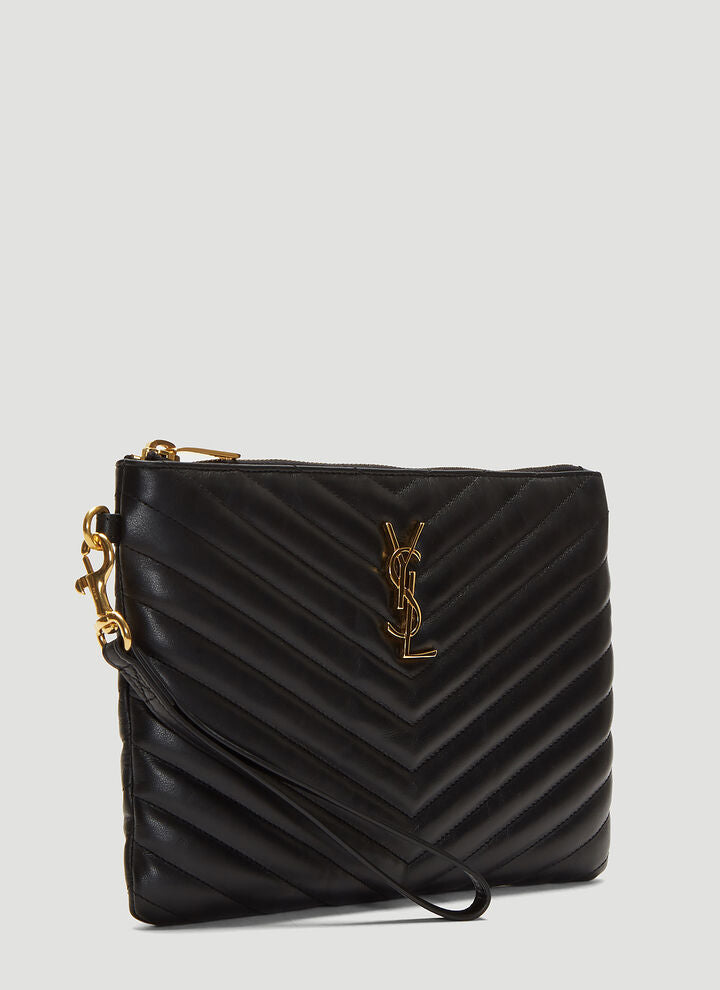 Cuero | Black Pouch In Matelassé Leather