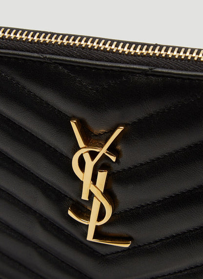 Cuero | Black Pouch In Matelassé Leather