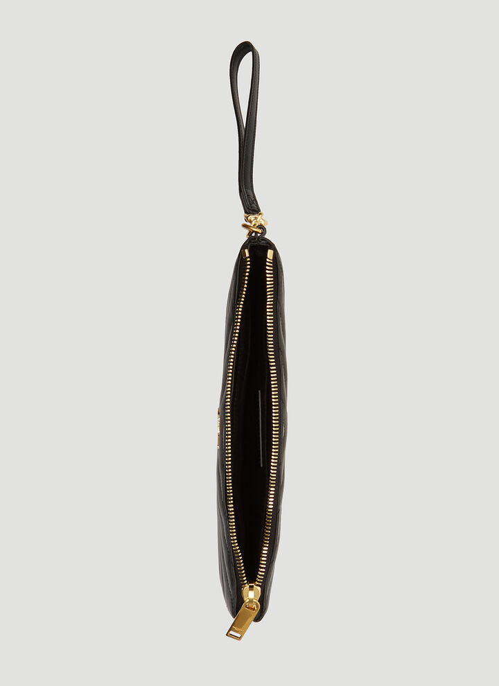 Cuero | Black Pouch In Matelassé Leather