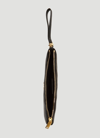 Cuero | Black Pouch In Matelassé Leather